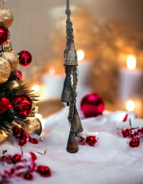 Load image into Gallery viewer, AYLIN OVERSEAS Wind Chime Christmas Bells 17in 4 Stainless Steel Rustic
