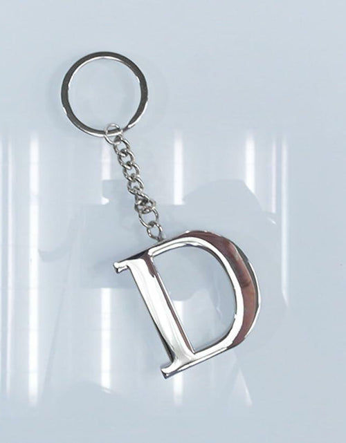 Load image into Gallery viewer, Lutong Letter Gift Set Key Ring &amp; Bottle Stopper D Silver Metal 2 PCS
