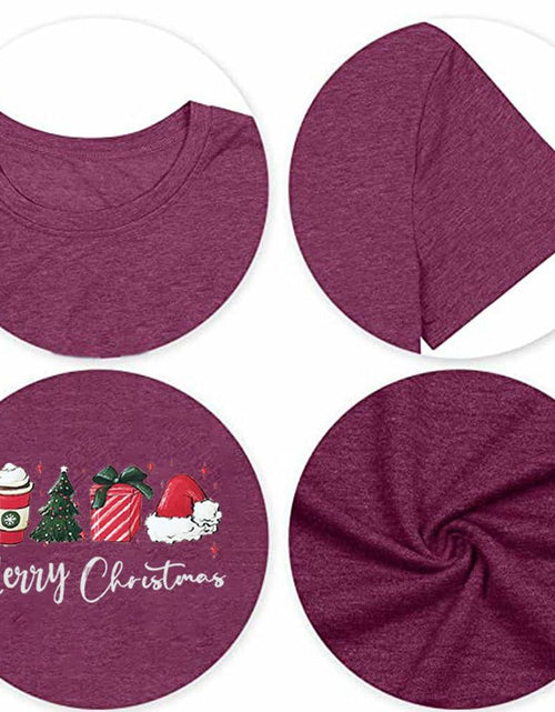 Load image into Gallery viewer, ZXCAHPT Christmas Shirt Women Merry Xmas Holiday Tee Coffee Tree Santa Size M
