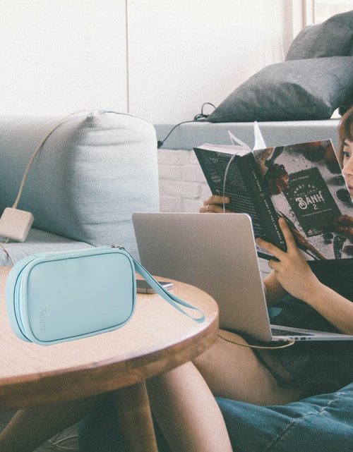 Load image into Gallery viewer, Koikyu PU Leather Tampon Organizer Bag with Zipper Handle Light Blue Small
