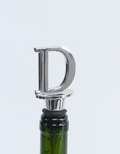 Load image into Gallery viewer, Lutong Letter Gift Set Key Ring &amp; Bottle Stopper D Silver Metal 2 PCS
