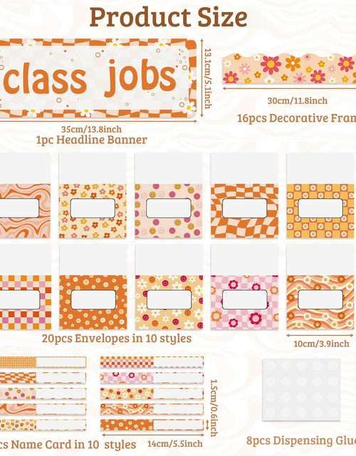 Load image into Gallery viewer, WATINC 97pcs Classroom Jobs Bulletin Board Set Groovy Orange Style
