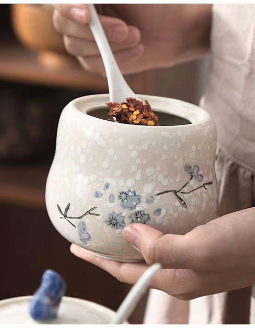 Load image into Gallery viewer, YMYL Ceramic Sugar Bowl Set 2 Blue Floral 13.5oz with Lid &amp; Spoon Retro
