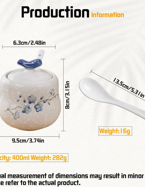 Load image into Gallery viewer, YMYL Ceramic Sugar Bowl Set 2 Blue Floral 13.5oz with Lid &amp; Spoon Retro
