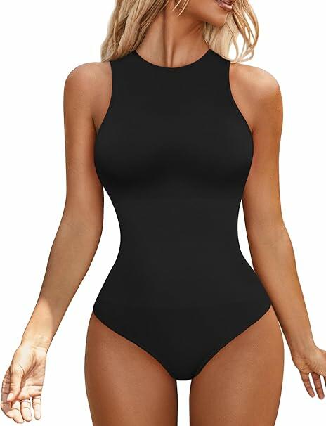 Load image into Gallery viewer, ALLBASE Women's Sleeveless Racerback Halter Bodysuit Black Size M
