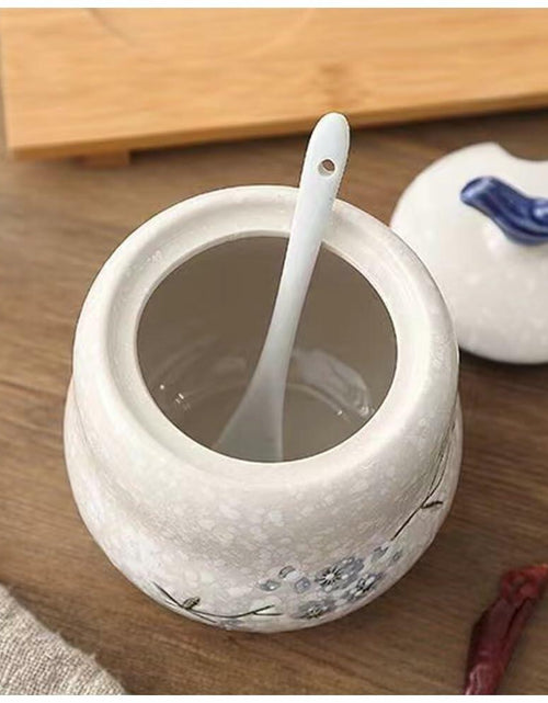 Load image into Gallery viewer, YMYL Ceramic Sugar Bowl Set 2 Blue Floral 13.5oz with Lid &amp; Spoon Retro
