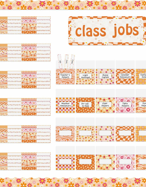 Load image into Gallery viewer, WATINC 97pcs Classroom Jobs Bulletin Board Set Groovy Orange Style
