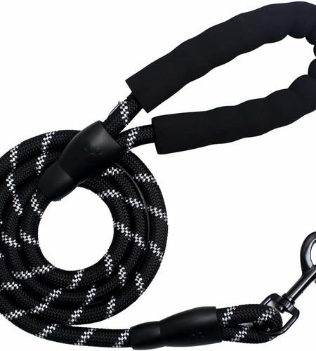YALAVA Dog Leash 4FT Heavy Duty Reflective Nylon Rope 360° Swivel Hook Black