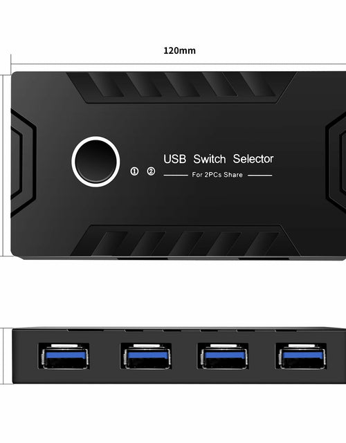 Load image into Gallery viewer, USB 3.0 KVM Switch 2 Computers Share 4 USB Devices One-Button + 2 USB Cables
