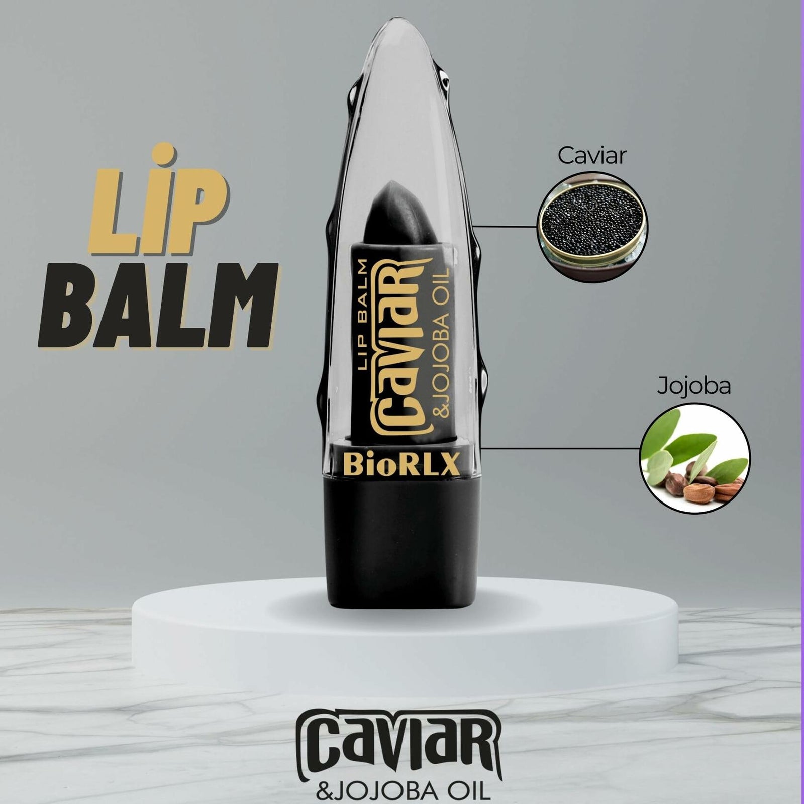 BioRLX Aloe Vera Lip Balm Caviar Jojoba Oil 0.12oz Pack of 2