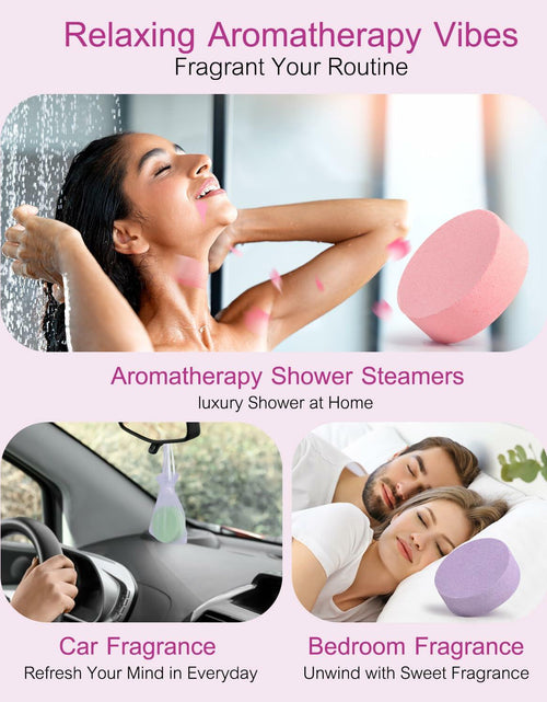 Load image into Gallery viewer, OYEKEEP Aromatherapy Shower Steamers Essential Oil Bombs 12pcs Purple Lemongrass
