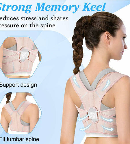 HLOES Adjustable Posture Corrector Upper Back Brace Breathable Support Size XS