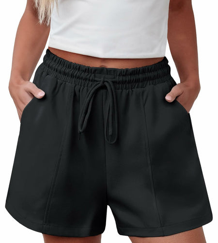 luvamia Women's Pull On Elastic Waist Drawstring Grey Shorts Size M