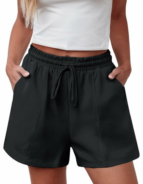 Load image into Gallery viewer, luvamia Women's Pull On Elastic Waist Drawstring Grey Shorts Size M
