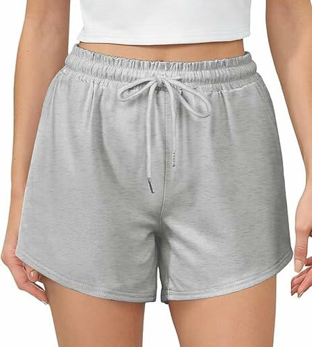 luvamia Women's Pull On Elastic Waist Drawstring Grey Shorts Size M