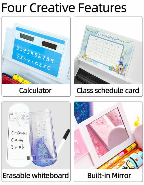 Load image into Gallery viewer, NBX NewmeBox Quicksand Pencil Case with Calculator &amp; Mirror Purple Sakura Night
