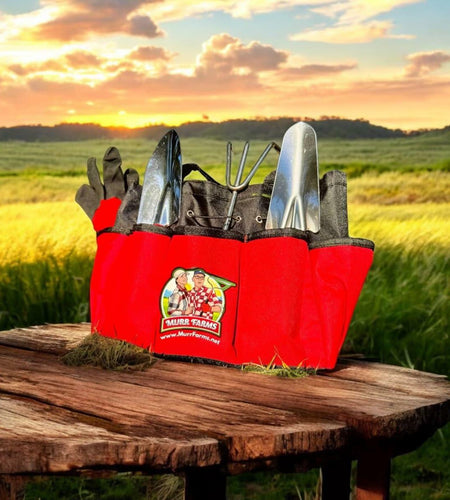 MURR FARMS 7pc Stainless Steel Tool Set Heavy Duty Non-Slip Grip Black Red
