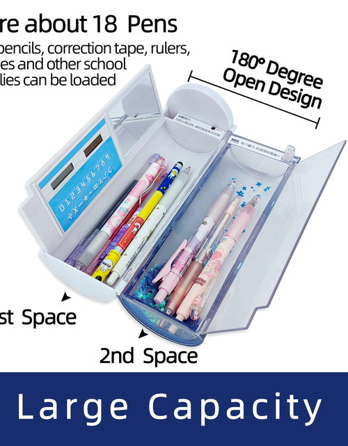 Load image into Gallery viewer, NBX NewmeBox Quicksand Pencil Case with Calculator &amp; Mirror Purple Sakura Night
