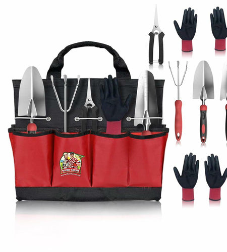 MURR FARMS 7pc Stainless Steel Tool Set Heavy Duty Non-Slip Grip Black Red