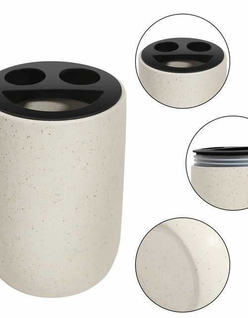 Load image into Gallery viewer, Aibrezin Ceramic Toothbrush &amp; Makeup Brush Holder Organizer Beige
