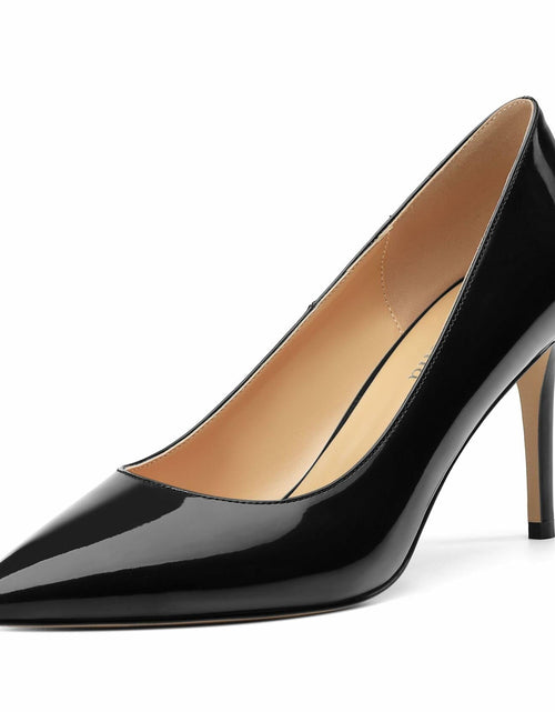 Load image into Gallery viewer, MisaeMila Women's Patent Pumps Stilettos 3Inch Heels Black Size 10
