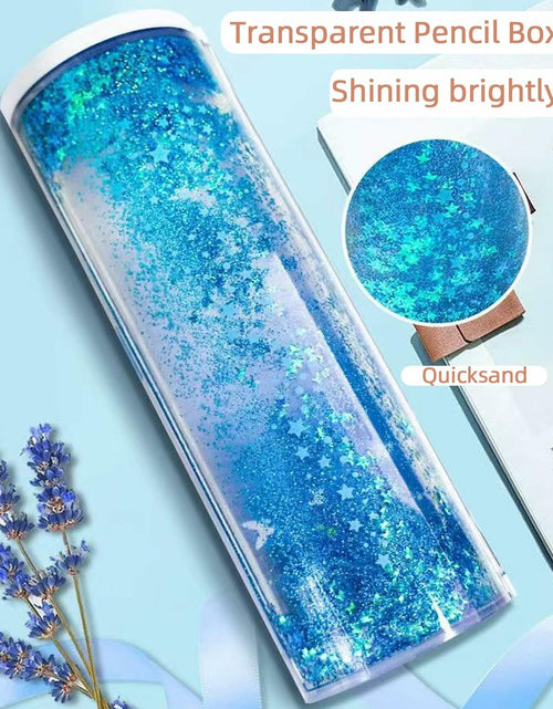 Load image into Gallery viewer, NBX NewmeBox Quicksand Pencil Case with Calculator &amp; Mirror Purple Sakura Night
