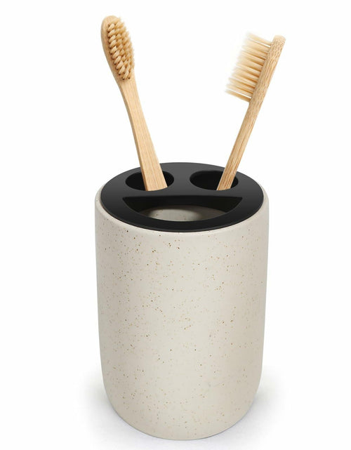 Load image into Gallery viewer, Aibrezin Ceramic Toothbrush &amp; Makeup Brush Holder Organizer Beige
