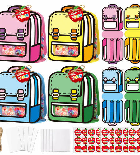 FoszaSzept 36Pcs 3D Cartoon Backpack Candy Goodie Bags Colorful Clear