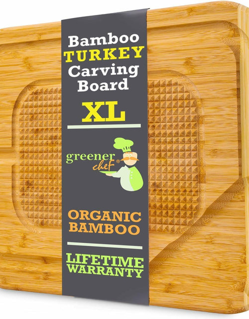 Load image into Gallery viewer, GREENER CHEF 18" XL Organic Turkey Carving Board Wooden Butcher Block
