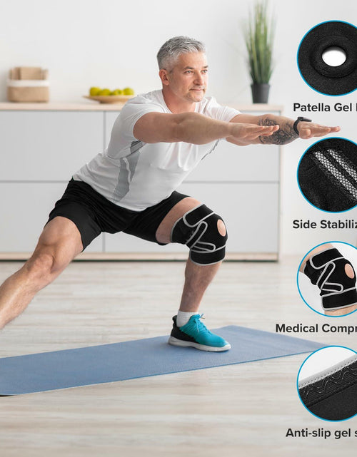 Load image into Gallery viewer, POWERLIX Adjustable Compression Knee Brace with Stabilizers Patella Support L
