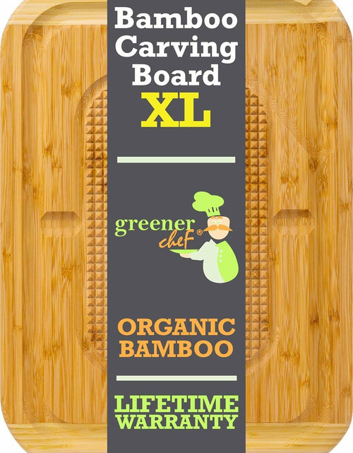 Load image into Gallery viewer, GREENER CHEF 18" XL Organic Turkey Carving Board Wooden Butcher Block
