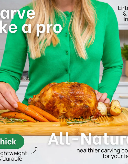 Load image into Gallery viewer, GREENER CHEF 18" XL Organic Turkey Carving Board Wooden Butcher Block

