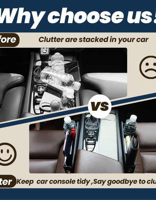 Load image into Gallery viewer, INTMOOD 2 Pack Car Seat Gap Organizer Leather Cup Holder Storage Box Black
