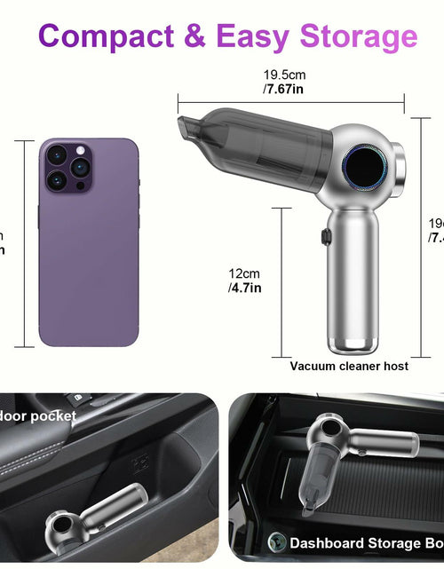 Load image into Gallery viewer, Mozeyerh Handheld Vacuum Cleaner Portable Cordless 20000Pa 4-in-1 Silver
