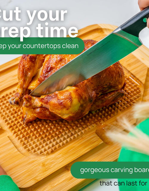 Load image into Gallery viewer, GREENER CHEF 18" XL Organic Turkey Carving Board Wooden Butcher Block
