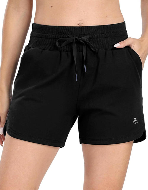 Load image into Gallery viewer, Haimont Women's Cotton Sweat Shorts with Pockets High Waist Black Size XS
