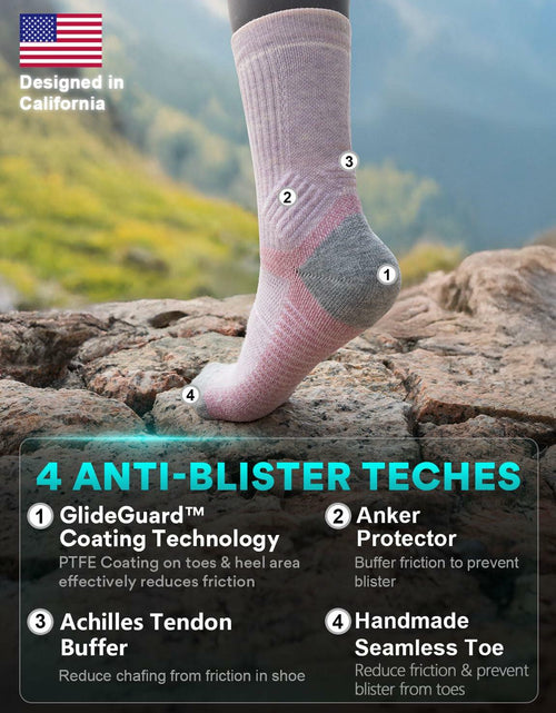 Load image into Gallery viewer, Juclise Womens Merino Wool Hiking Socks Lightweight Cushioned CrewToe Reinforced
