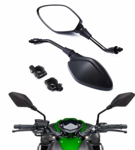 Generic Universal Motorcycle Rear View Side Mirrors 10MM 8MM Black Screw Mount