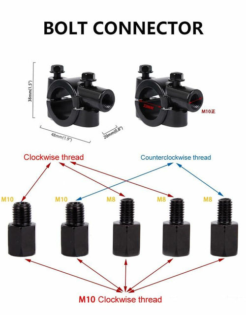 Load image into Gallery viewer, Generic Universal Motorcycle Rear View Side Mirrors 10MM 8MM Black Screw Mount
