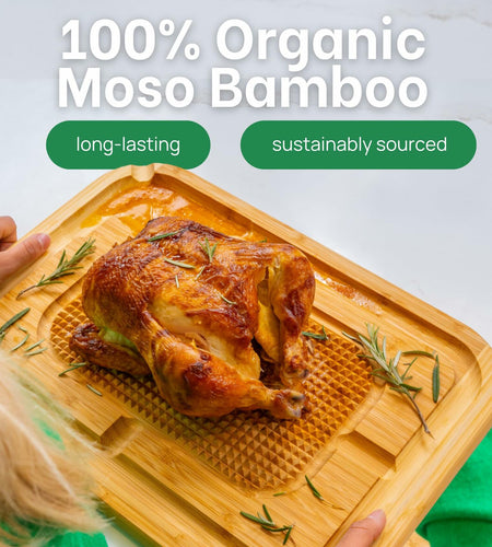 GREENER CHEF 18" XL Organic Turkey Carving Board Wooden Butcher Block