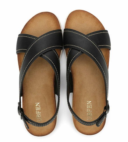 UBFEN Womens Flat Sandals Arch Support Slingback Black Size 8