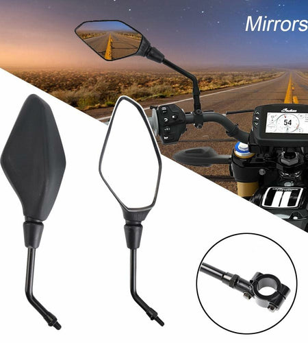 Generic Universal Motorcycle Rear View Side Mirrors 10MM 8MM Black Screw Mount