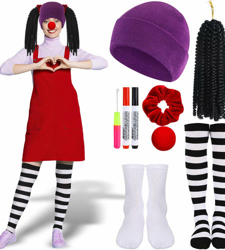 Yearntown 9 Pcs Halloween Women Clown Costume Accessories Multicolor One Size