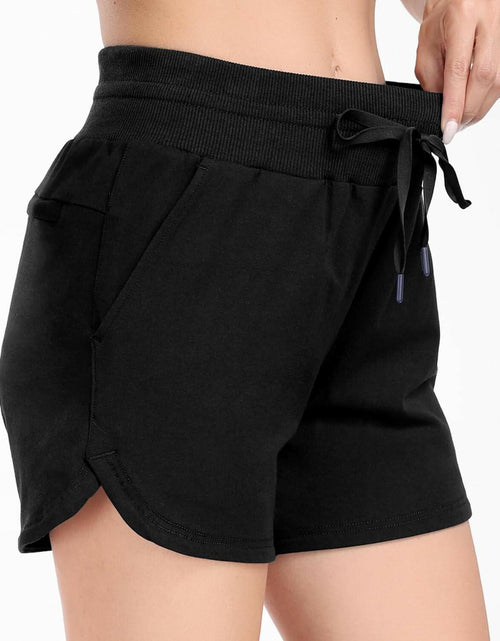 Load image into Gallery viewer, Haimont Women's Cotton Sweat Shorts with Pockets High Waist Black Size XS

