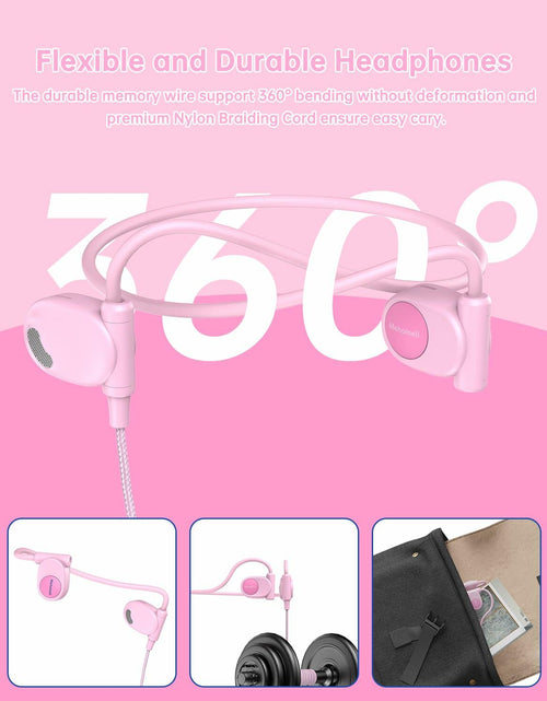 Load image into Gallery viewer, Mehomeli Kid Air Conduction Open Ear Headphones Wired 3.5mm Jack Pink

