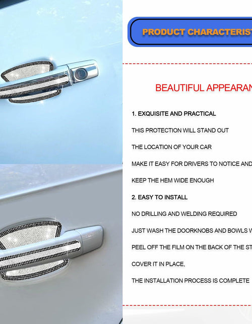 Load image into Gallery viewer, KEVWR 10pcs Bling Rhinestone Car Door Handle Stickers Protective Film Colorful
