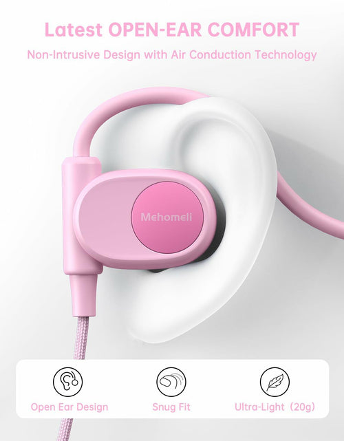 Load image into Gallery viewer, Mehomeli Kid Air Conduction Open Ear Headphones Wired 3.5mm Jack Pink
