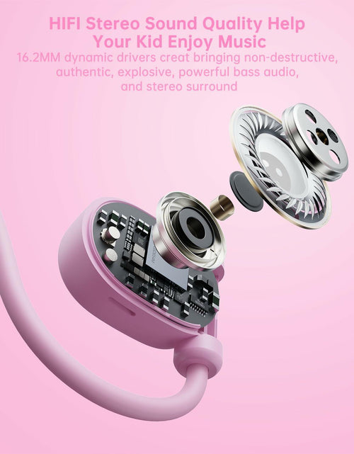 Load image into Gallery viewer, Mehomeli Kid Air Conduction Open Ear Headphones Wired 3.5mm Jack Pink
