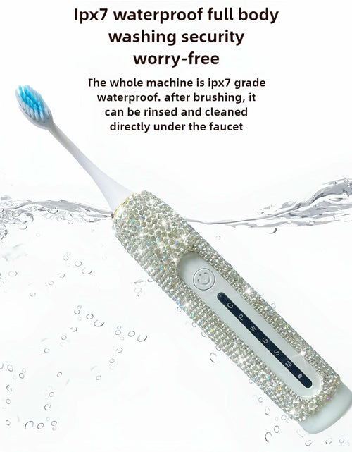 Load image into Gallery viewer, VFUIFRYI Electric Toothbrush Silver Bling 3 Heads 6 Modes Portable
