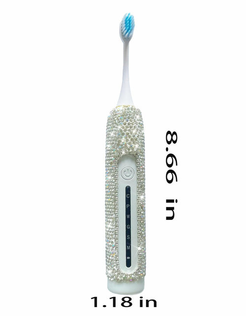 Load image into Gallery viewer, VFUIFRYI Electric Toothbrush Silver Bling 3 Heads 6 Modes Portable
